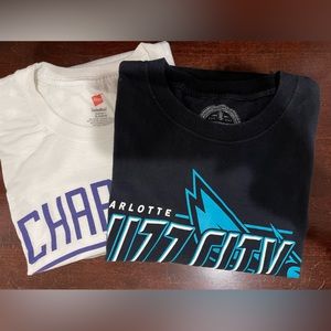 (2) Charlotte Hornets NBA Short Sleeve Tee Shirt Bundle Black and White Size XL